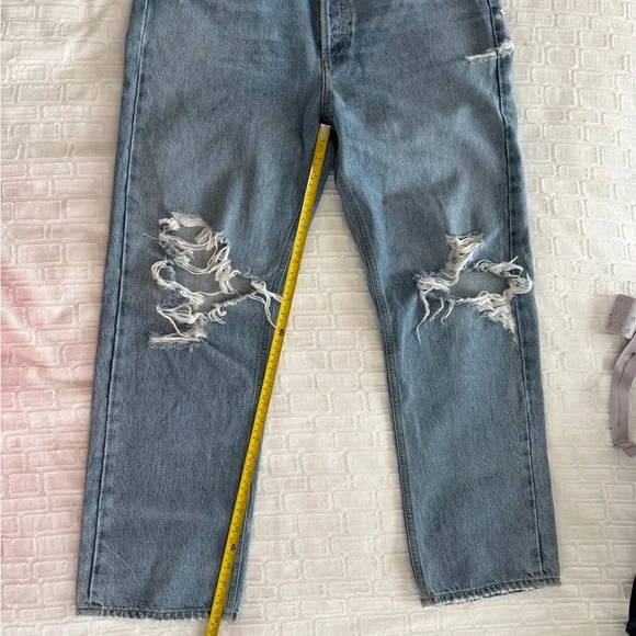 AGOLDE 90’s Mid Rise Button Fly Distressed Jeans, Size 31 - Picture 9 of 14
